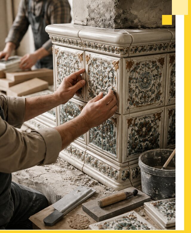 Изразцовые камины под ключ в Североуральске: проект и монтаж