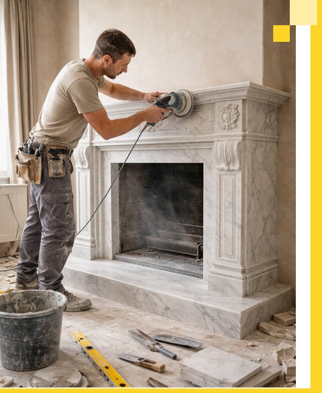 Изготовление и установка мраморных каминов в Североуральске под ключ