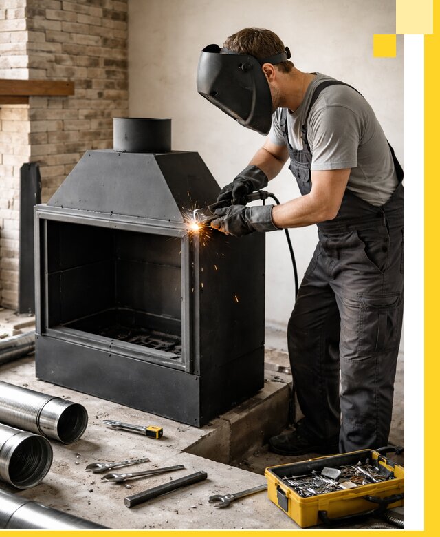 Продажа и установка металлических каминов в Североуральске под ключ