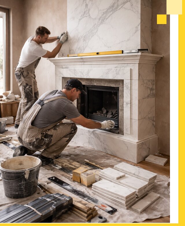 Отделка каминов в Североуральске качественные облицовочные работы