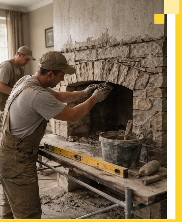 Изготовление каминов под ключ в Североуральске, монтаж и отделка