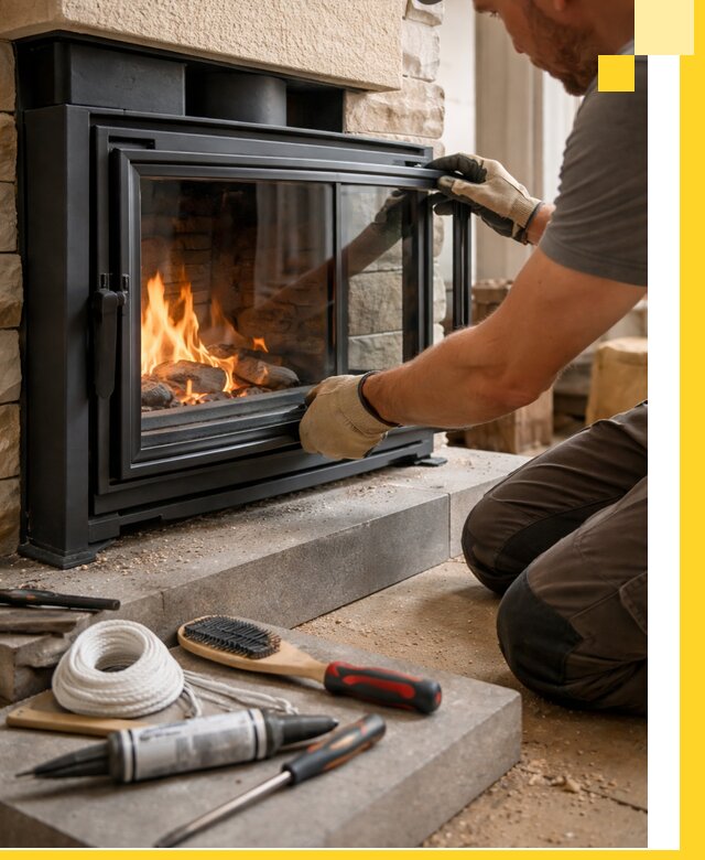 Производство, монтаж и доставка каминов со стеклом в Североуральске