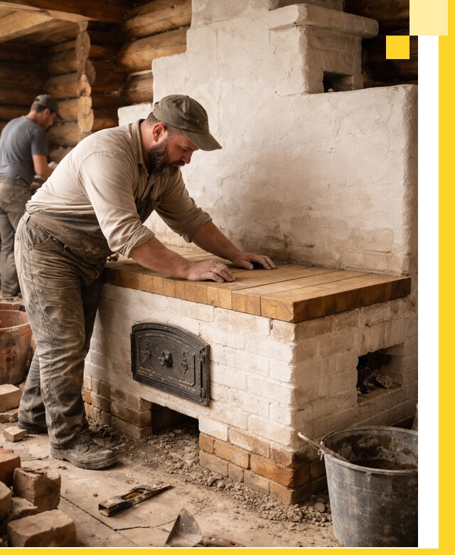 Проектирование и установка русской печи с лежанкой в Североуральске