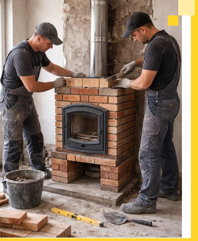 Монтаж печи камина под ключ в Североуральске с гарантией и пусконаладкой