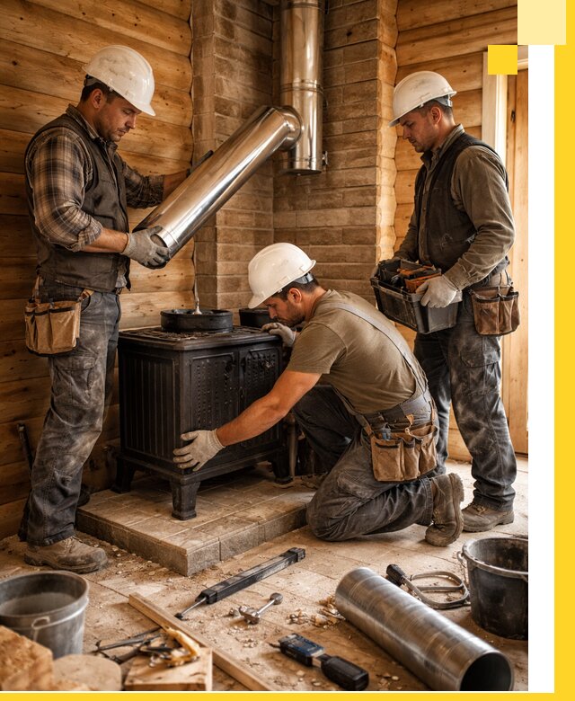 Профессиональный монтаж банных печей и дымоходов в Североуральске