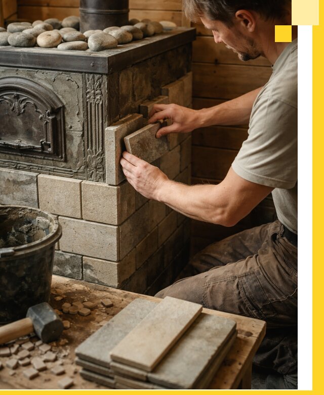 Облицовка банных печей в Североуральске профессиональная отделка