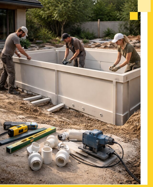 Установка полипропиленовых бассейнов под ключ в Североуральске