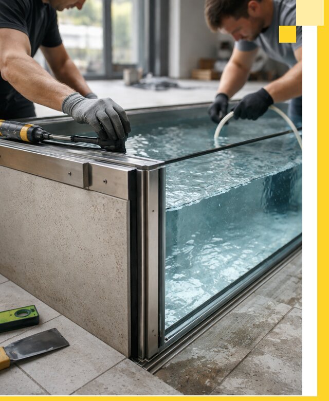 Проектирование и монтаж стеклянных бассейнов в Североуральске