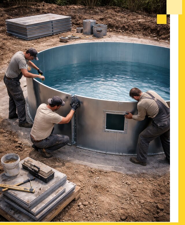 Круглые бассейны под ключ в Североуральске проектирование и монтаж