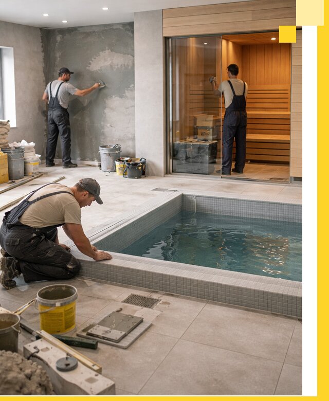 Проектирование и строительство сауны с бассейном в Североуральске