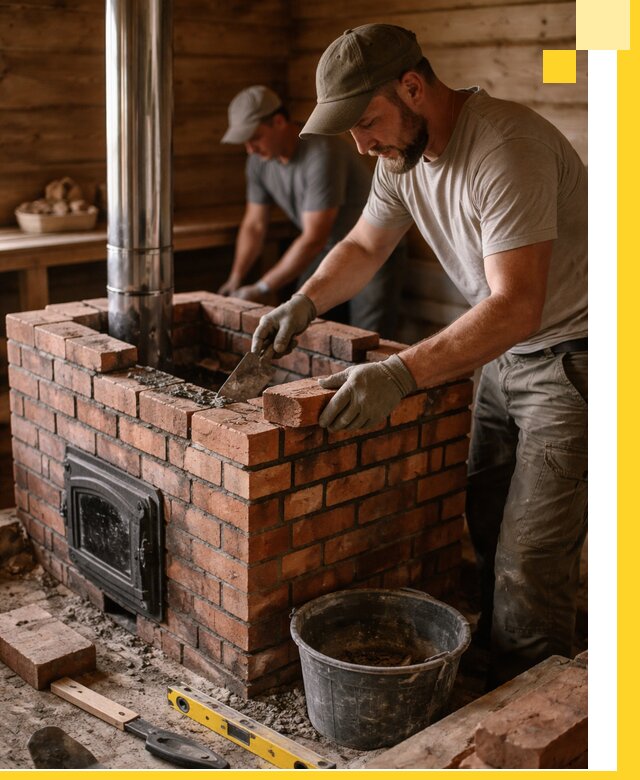 Кирпичные печи для бани под ключ в Североуральске, проект и монтаж