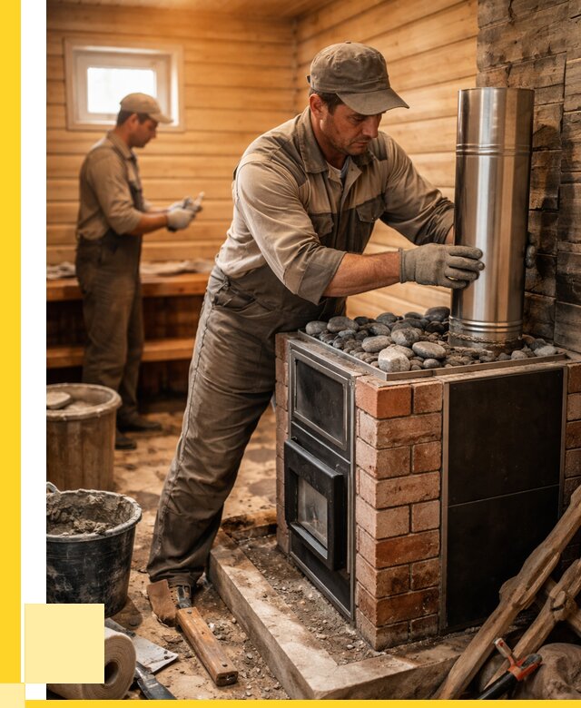 Монтаж печи в бане под ключ в Североуральске от 20602 р. | ЭриданСву