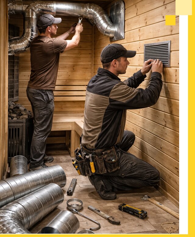 Проектирование и монтаж вентиляции бани в Североуральске под ключ