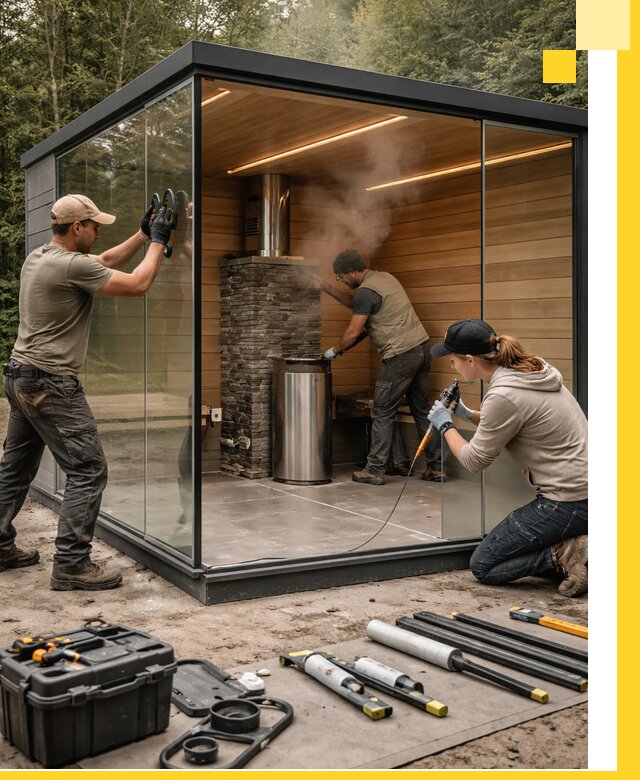 Проектирование и строительство стеклянных бань в Североуральске