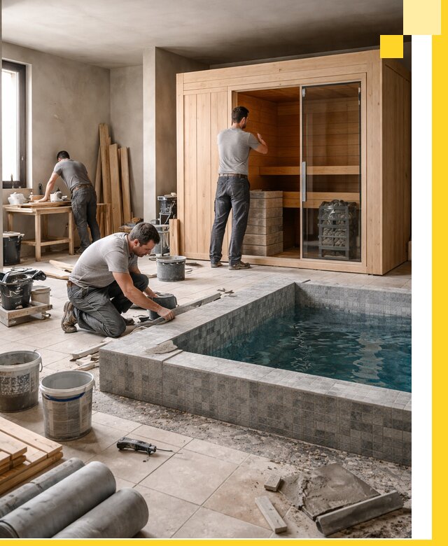 SPA зоны под ключ с бассейном сауной и печью в Североуральске